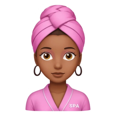 Brown skin girl wearing a pink spa outfit  sticker