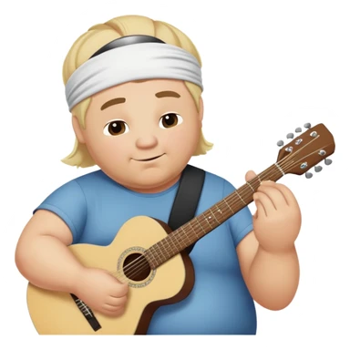 Overweight Blonde man in his 60’s with headband playing guitar sticker