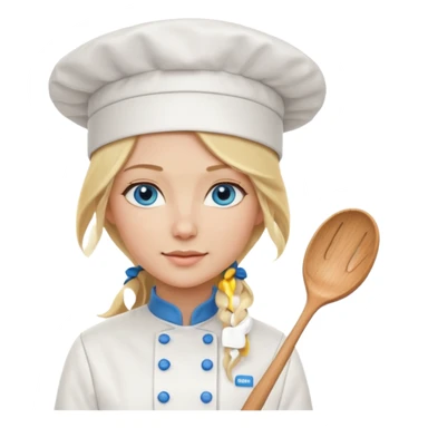 Long Blonde hair blue eyed female chef sticker