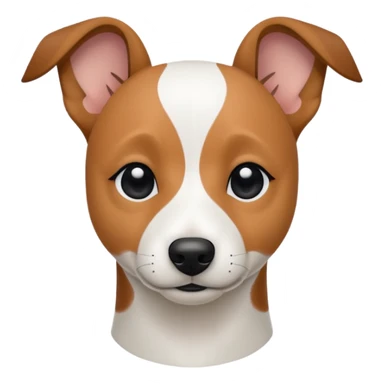 a fully white jack russell the size of a kelpie with a half white face sticker