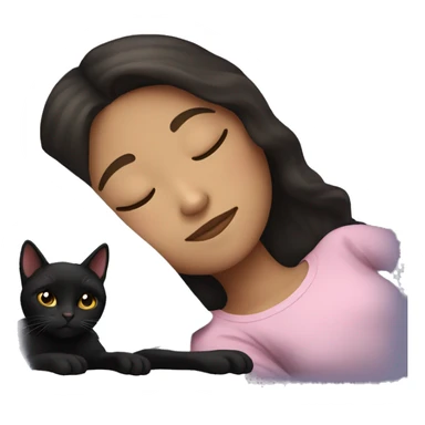 Brunette girl  sleeping with black cat  sticker