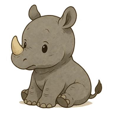 gray baby rhino sticker
