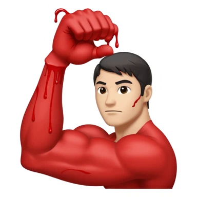 flexed bicep muscle with red paint dripping from hand sticker