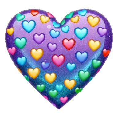 glitter heart with polka dot multi-color pattern sticker