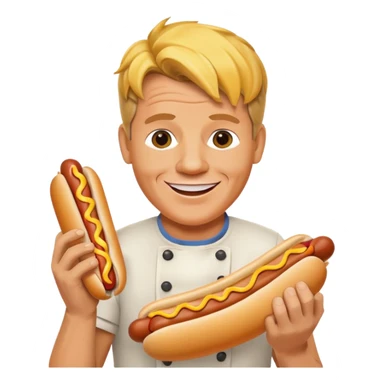 gordon ramsay hold a hotdog, happy smile sticker