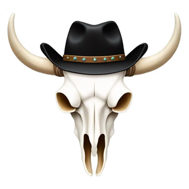 Longhorn cow skull black cowboy hat with horns  sticker