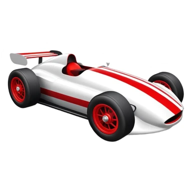 Racing car with oversized wheels and bold red stripes sticker