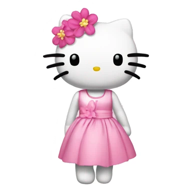 Hello kitty with pink flowers and a pink dress  sticker
