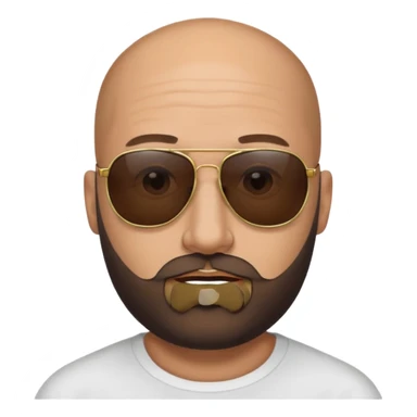 A bald man with a trimmed beard, wearing black sunglasses and a confident expression. sticker