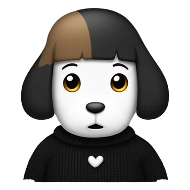 black sweater with snoopy design sticker