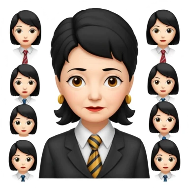 old woman with Necktie. different hair styles, black hair. sticker