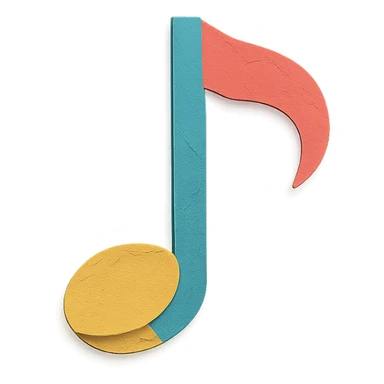 music note icon paper craft style sticker