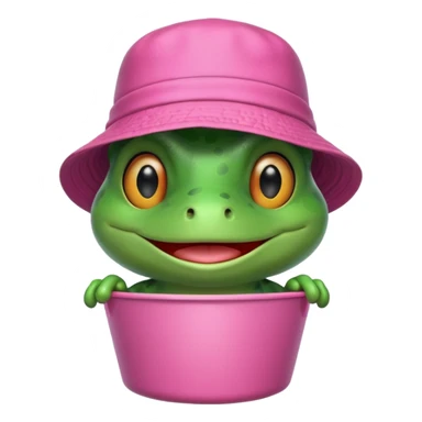 Frog with a pink bucket hat sticker