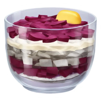 Shuba russian Layered Beet dish  with Herring and mayonnaise in Crystal bowl  sticker