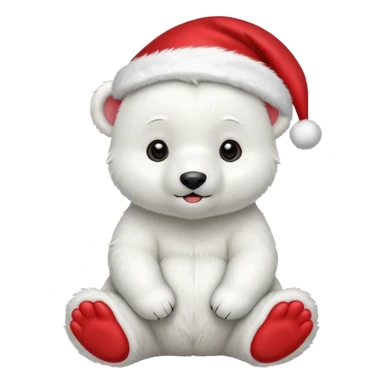 baby polar bear wearing red hat of santa claus sticker