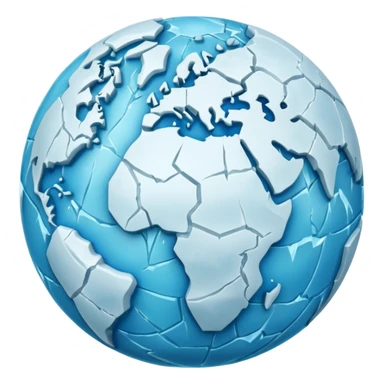 sphere globe planet, surface covered with ice and frozen sticker