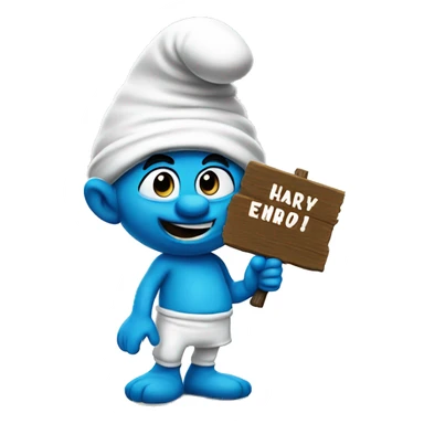 smurf with sign that says hairy sticker