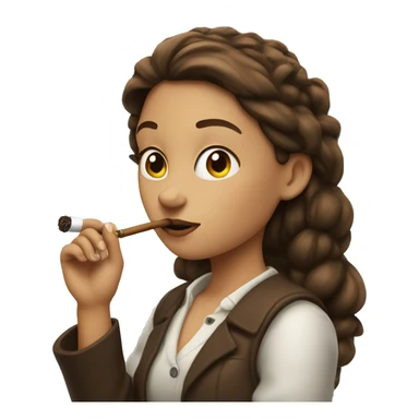 Girl with brown hair smoking pipe sticker