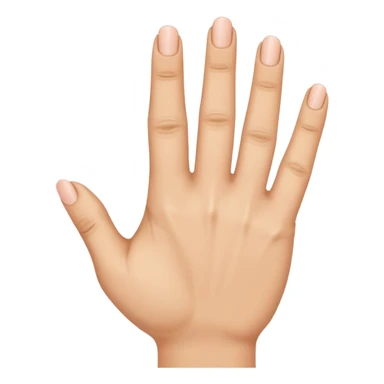the ring finger, index finger, and middle finger facing up while the thumb and pinky finger are facing inwards towards the hand sticker