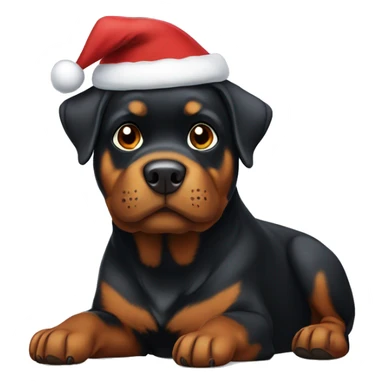 Rottweiler with brown on its face wearing Santa hat  sticker