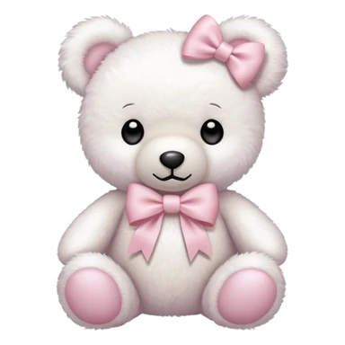 White teddy bear with light pink bow sticker