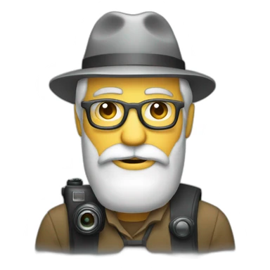 photographer, old, grey, no hat, beard, camera, nature sticker