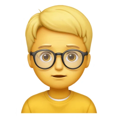 yellow emoji wearing glasses and thinking not smiling sticker