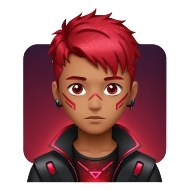 red glitter cyberpunk boy sticker