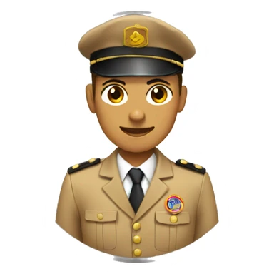 Tan uniform with button on a circle emoji sticker