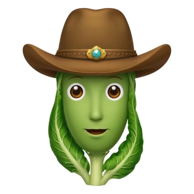 faceless green vegetable with a top cowboy hat sticker