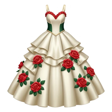 Hyper Realistic ornate Wedding dress displays ruffles and roses sticker
