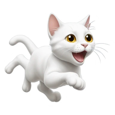 White cat jumping sticker