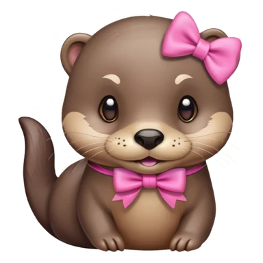 otter with pink bow on ear sticker