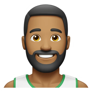 Homme athlétique au visage rond. Il a le teint blanchâtre et a un beau sourire avec une barbe courte et clairsemée. sticker