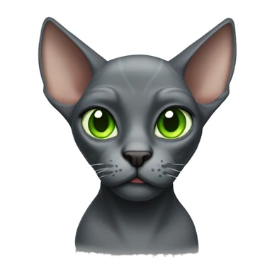 Dark gray hairless cat with angry green eyes and big ears and wrinkles sticker
