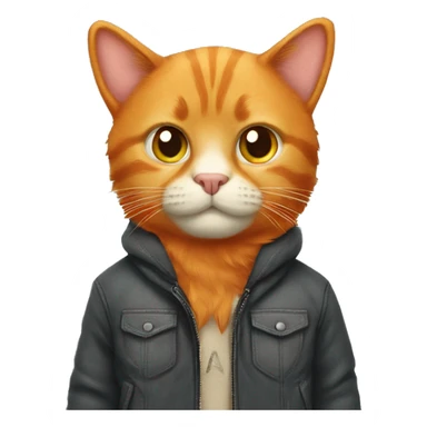 orange cat with a bear jacket  sticker