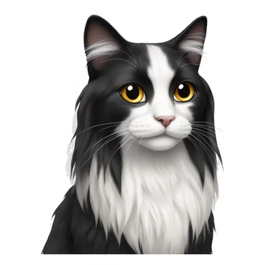 Black and white long haired cat sticker