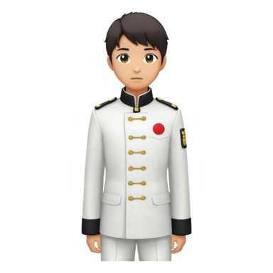 Japanese high school boy in gakuran uniform with black standing collar sticker