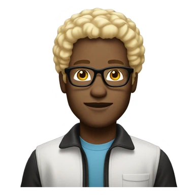 man. white skin blonde small afro and glasses in mcdonald’s outfit sticker