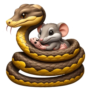 snake cuddling a rat sticker