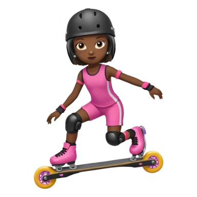 Roller blader black little girl sticker