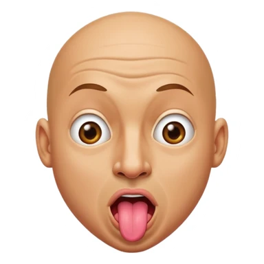 Bald man sticking out a silly pointed tongue sticker