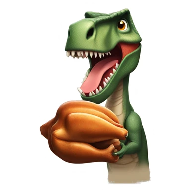 Tyrannosaurus Rex holding a thanksgiving turkey sticker