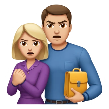 a man angrily moving his wife out the way  sticker