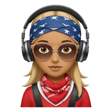 girl with shades, headphones and bandana sticker