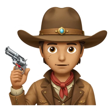 A cowboy pointing his revolver in your face  and saying, "Give me your money." sticker