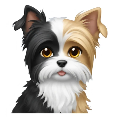 Yorkie hugging a black and white cat  sticker