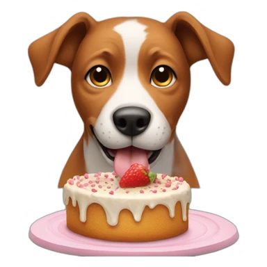 Dog eating a cake on a table  sticker