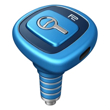blue car gear shift stick with R for reverse highlighted sticker