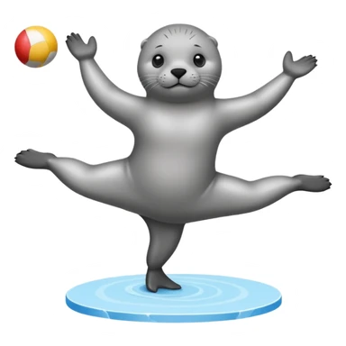 A seal performing gymnastics and juggling on ice sticker